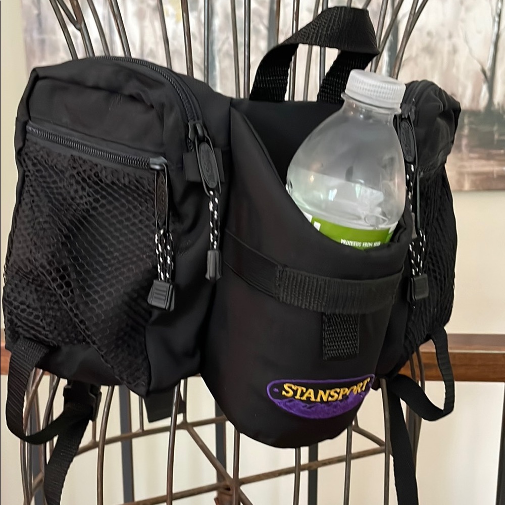 NEW Stansport Black Multipocket Deluxe Bottle Carrier Fanny Pack UNISEX